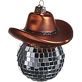 RAZ Imports Brown Shiny Cowboy Hat Ornament, 4.25-Inch, Glass
