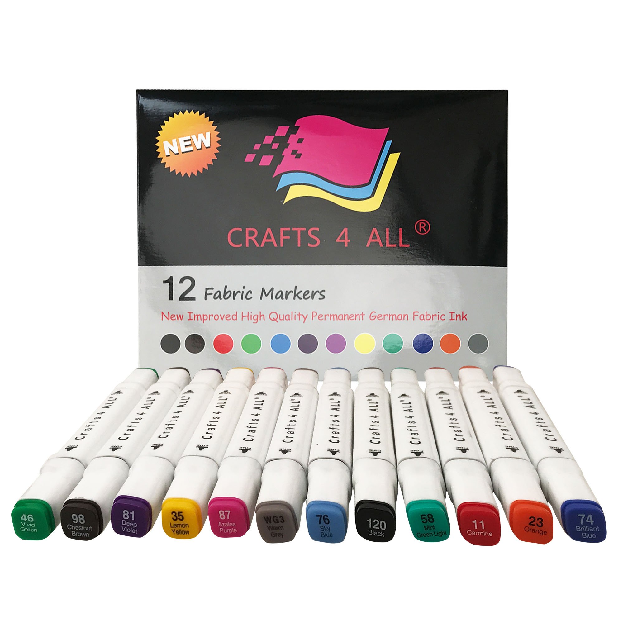 Art Pen Desugn Fabric Markers Permanent 12 Color Top Quality Bright