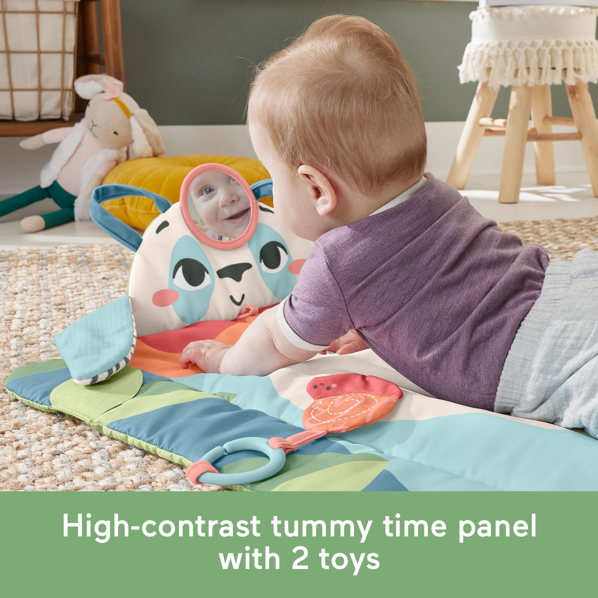 Fisher-Price Baby Planet Friends Roly-Poly Panda Play Mat, Portable Tummy Time Activity for Developmental Play for Newborns Ages 0+ Months