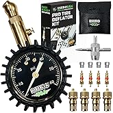 Rhino USA Adjustable Tire Deflators with Gauge (0-60psi) Calibrated & Automatic Tire Air Down Tool - Large 2" Easy Read Glow 