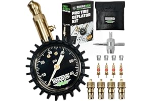 Rhino USA Adjustable Tire Deflators with Gauge (0-60psi) Calibrated & Automatic Tire Air Down Tool - Large 2" Easy Read Glow Dial & Solid Brass Hardware - Best Offroad Deflator for Jeep, Truck or ATV