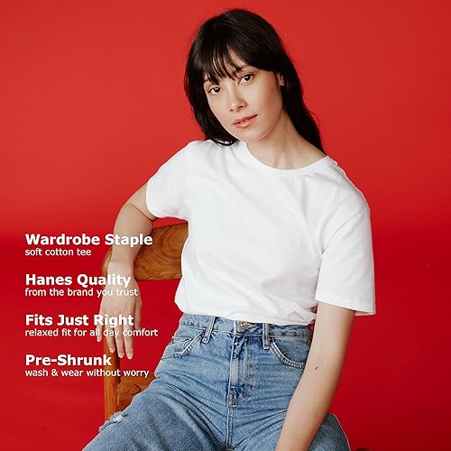 Hanes Women's Perfect-T Short Sleeve T-Shirt, White, Small in Oman