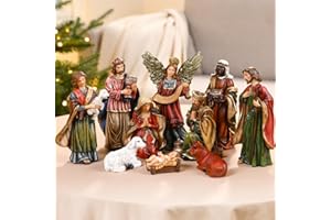 Alupssuc Nativity Set for Christmas, 10 Pieces 5.9 Inches Hand-Painted Resin Figurines for Christmas Nativity Scene Tabletop Holidays Home Decoration, Perfect Choice for Collection and Gifts