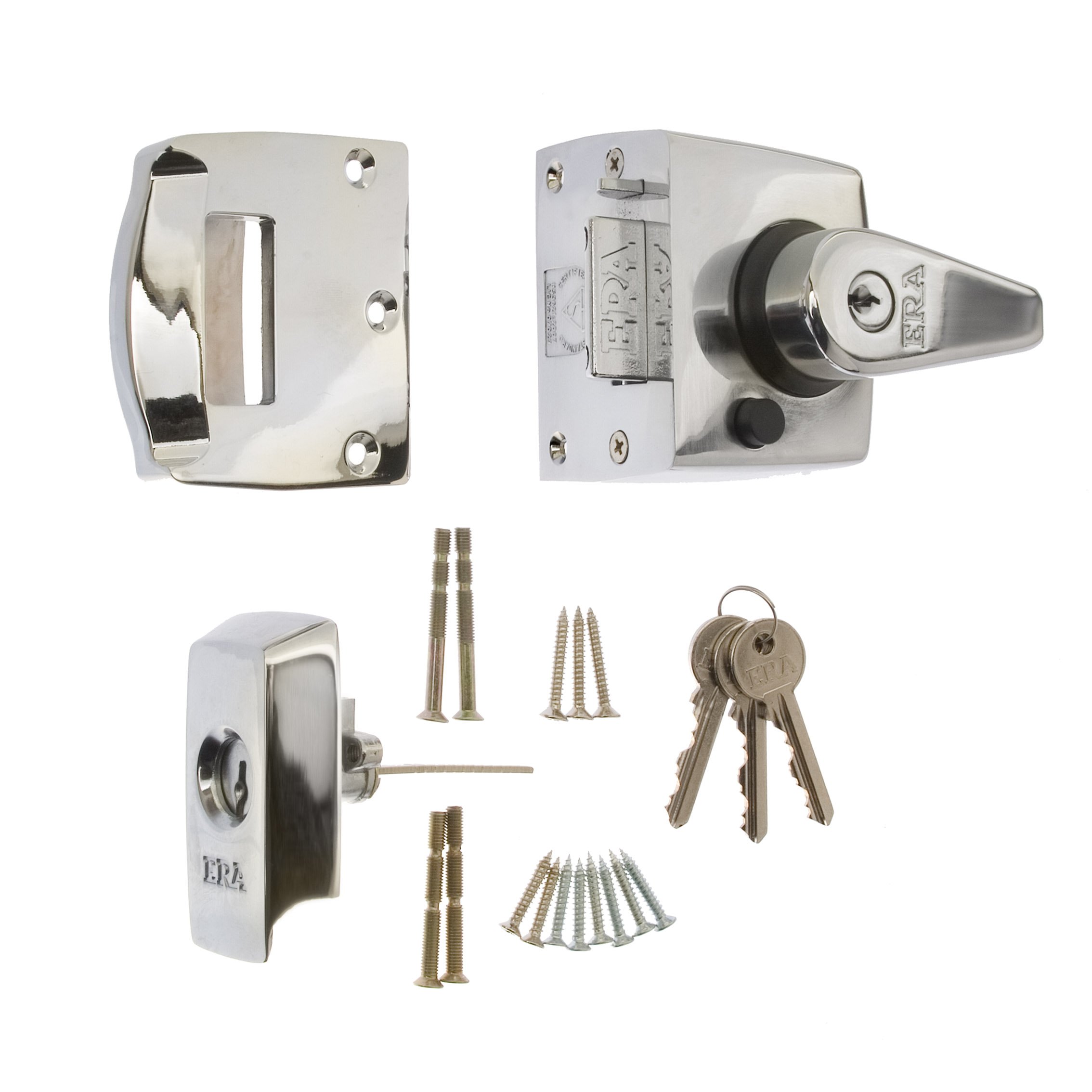 ERA 1930-37-1 Maximum Security BS Nightlatch with Polished Chrome Body, grey