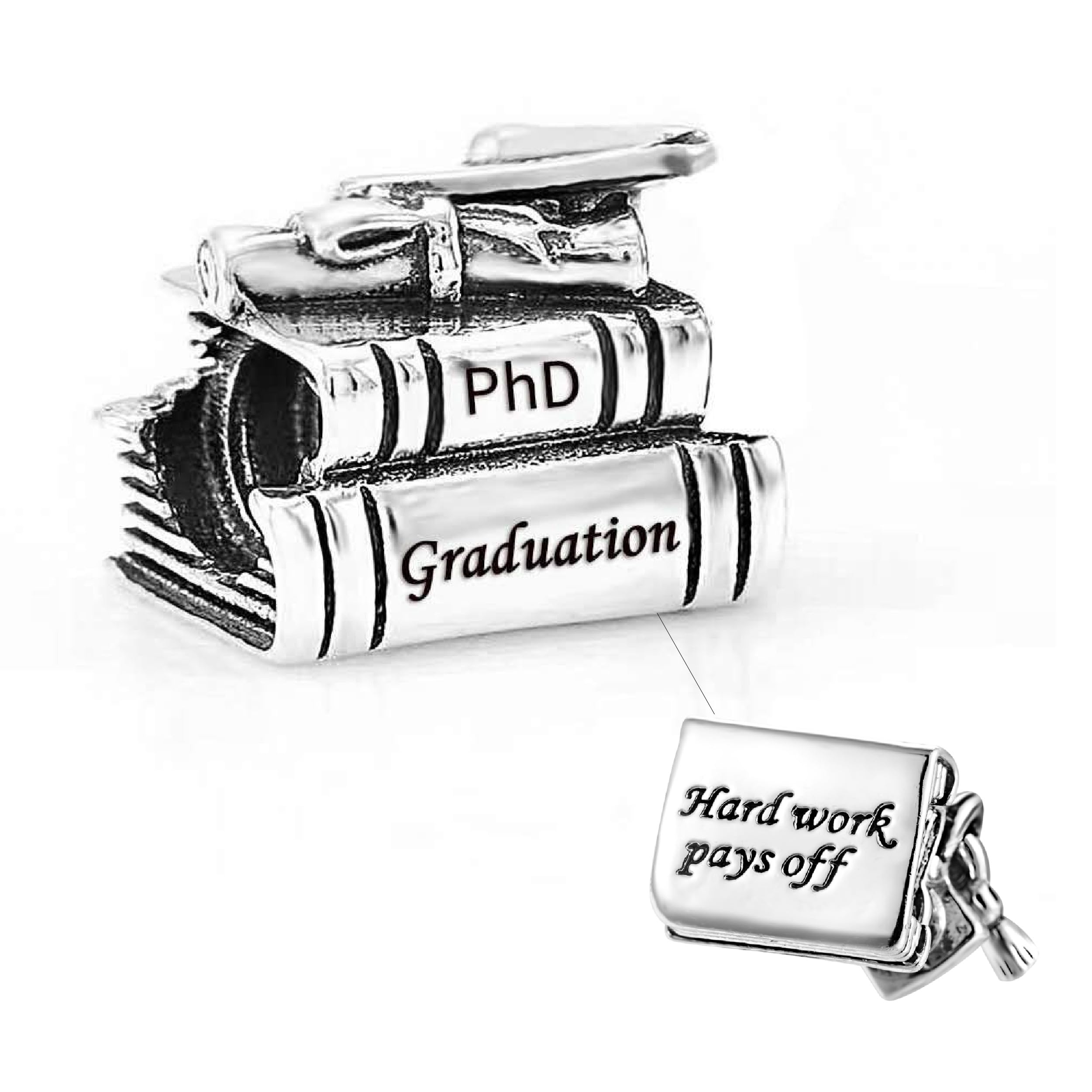 PhD Degree Graduation Celebration Charm fits Pandora Charms Bracelets Birthday Jewellery Bead Gift for Doctoral Student Granddaughter Daughter Sister Family
