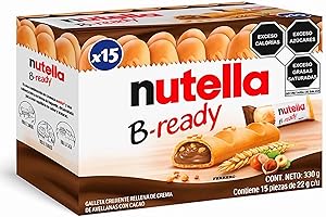 Ferrero: "Nutella B-ready " a crisp wafer of bread in the form of mini baguette stuffed with a creamy Nutella 15 pieces 10.13 oz (286g) [ Italian Import ]