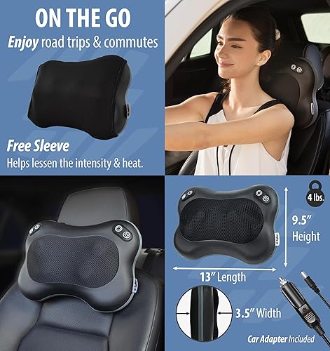 ZYLLION Shiatsu Back and Neck Massager with Heat 3D Electric Kneading  Deep Tissue Massage Pillow with Spee