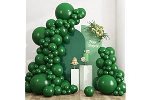 RUBFAC 135pcs Dark Green Balloons Different Sizes 18 12 10 5 Inch for Garland Arch, Emerald Green Christmas Balloon for Safari Jungle Party Birthday Baby Shower Masquerade Party Wedding Decorations