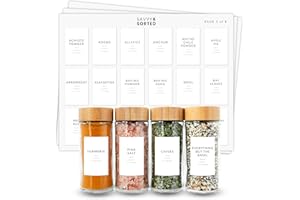 SAVVY & SORTED Minimalist Spice Jar Labels - 146 Preprinted Stickers for Organizing Containers, Herbs and Seasonings in The Kitchen Pantry