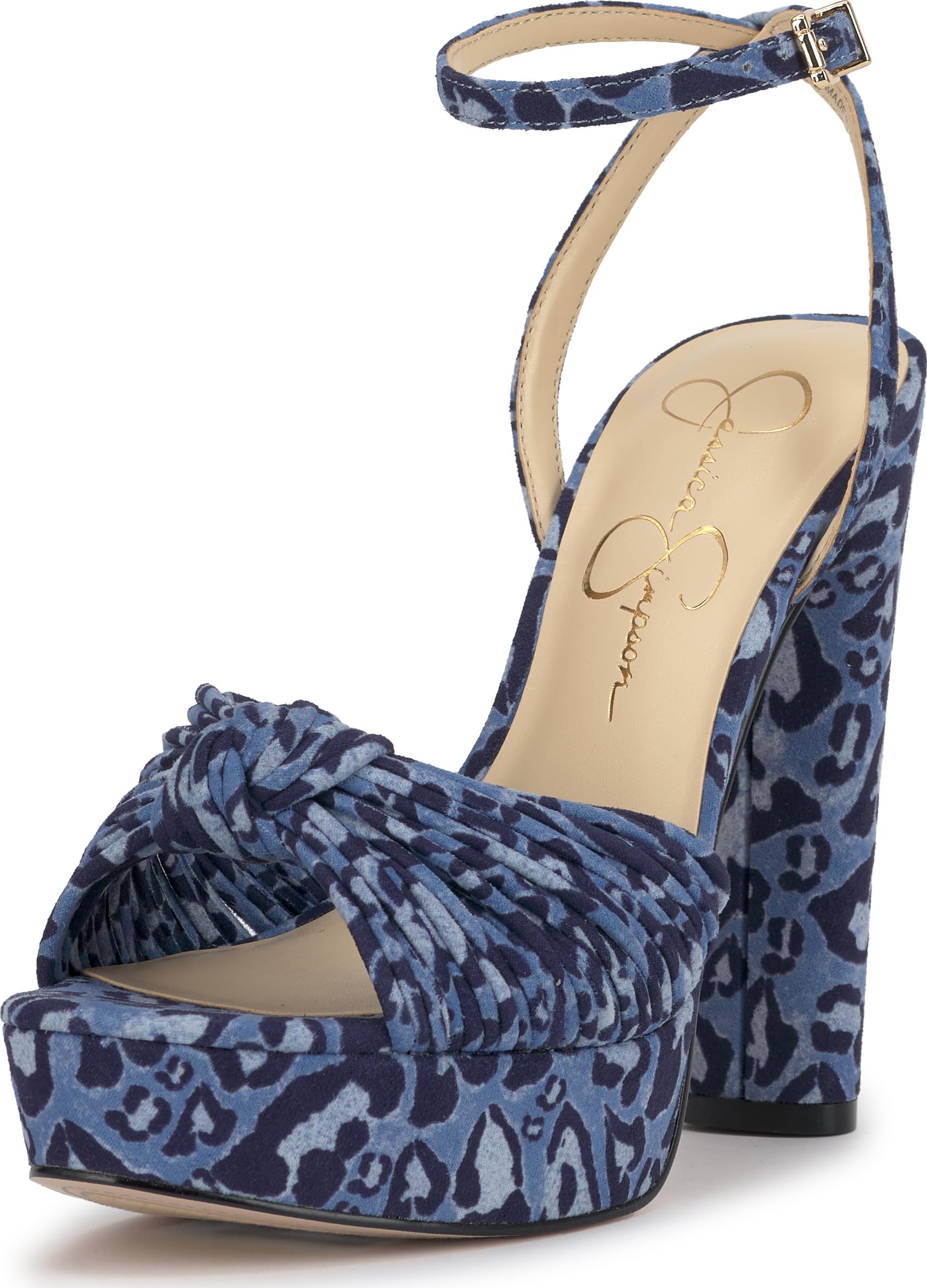 Jessica Simpson Womens Immie Platform Sandal with Ankle Strap, Blue Multi, 7 Image