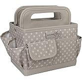 Everything Mary Desktop Tote Organizer – Tan Dot Craft Caddy – Portable Bag for Sewing, Scrapbooking, Art Supplies, DIY Projects & Creative Tool Organization