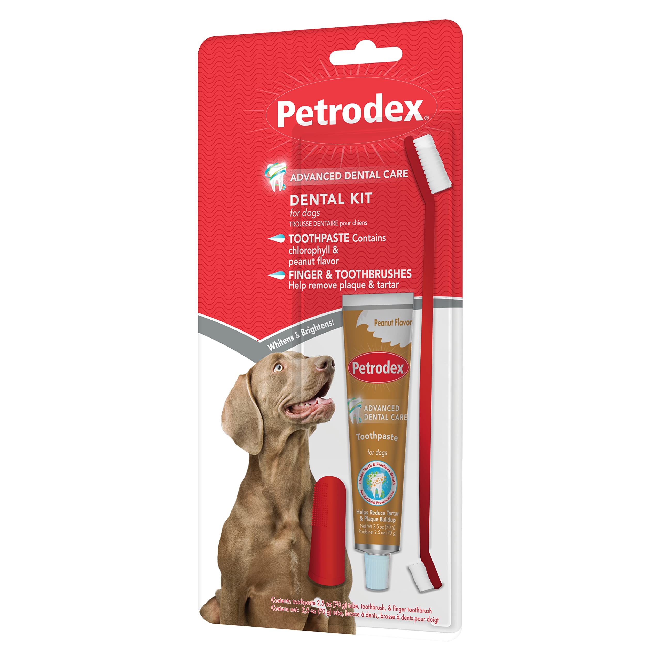 Photo 1 of Petrodex Dental Care Kit for Dogs and Puppies, Cleans Teeth and Fights Bad Breath, Reduces Plaque and Tartar Formation, Enzymatic Tooth Brushing Kit, Peanut Flavor, 2.5oz Toothpaste + Toothbrush