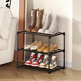 Flosvotals 3 Tier Shoe Rack Space Saving Metal Storage Organizer Black XJ123 view 2