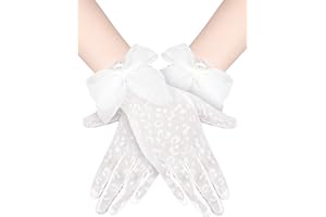 Bencailor Women Lace Gloves Wedding Tea Party Gloves Bow Short Mitten Elegant Accessories for 1920s Opera Funeral