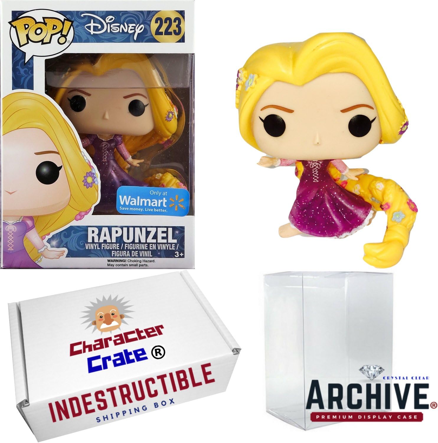 Funko Pop! Disney Tangled Rapunzel Dancing Translucent Glitter Dress, Wal-Mart Exclusive, Concierge Collectors Bundle Vinyl Figure