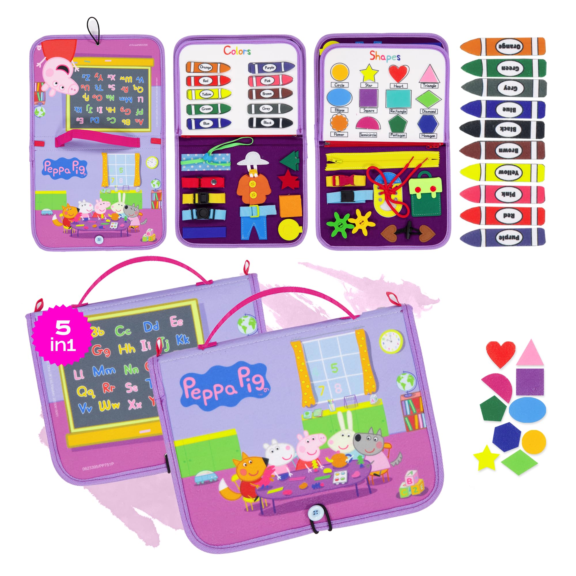 Photo 1 of Peppa Pig Toddler Busy Board – Montessori toys for 1 2 3 4 Year Old, Educational Activity Sensory Board for Preschool Learning Fine Motor Skills, Gift Toys for Boys Girls, Airplane Car Travel Toy