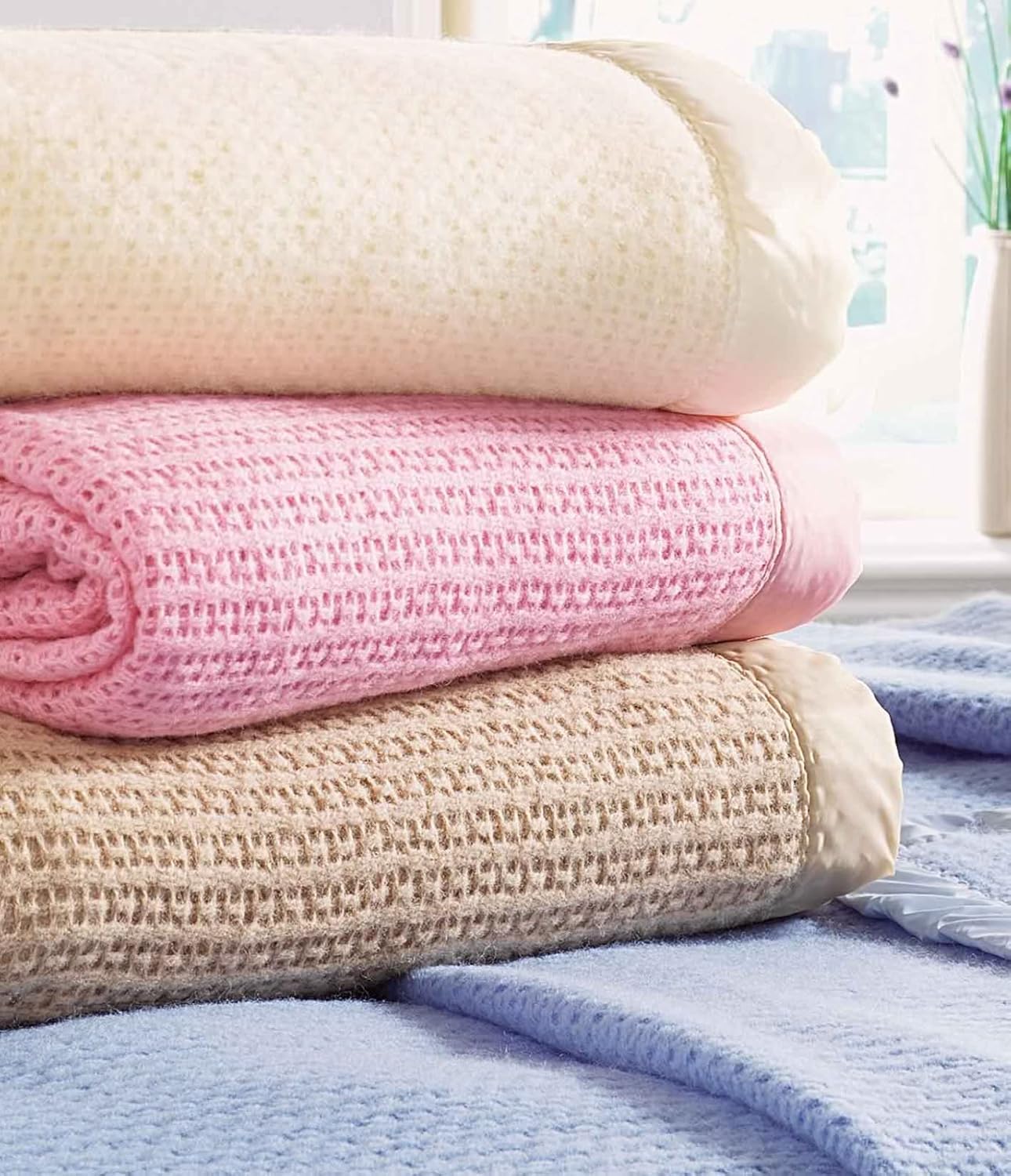 Diana Cowpe Cellular Wool Blankets Cream Double Amazon.co.uk Kitchen & Home