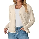 GRECERELLE Womens Lightweight Open Front Cardigan Long Sleeve V Neck Button Down Casual Knit Sweater