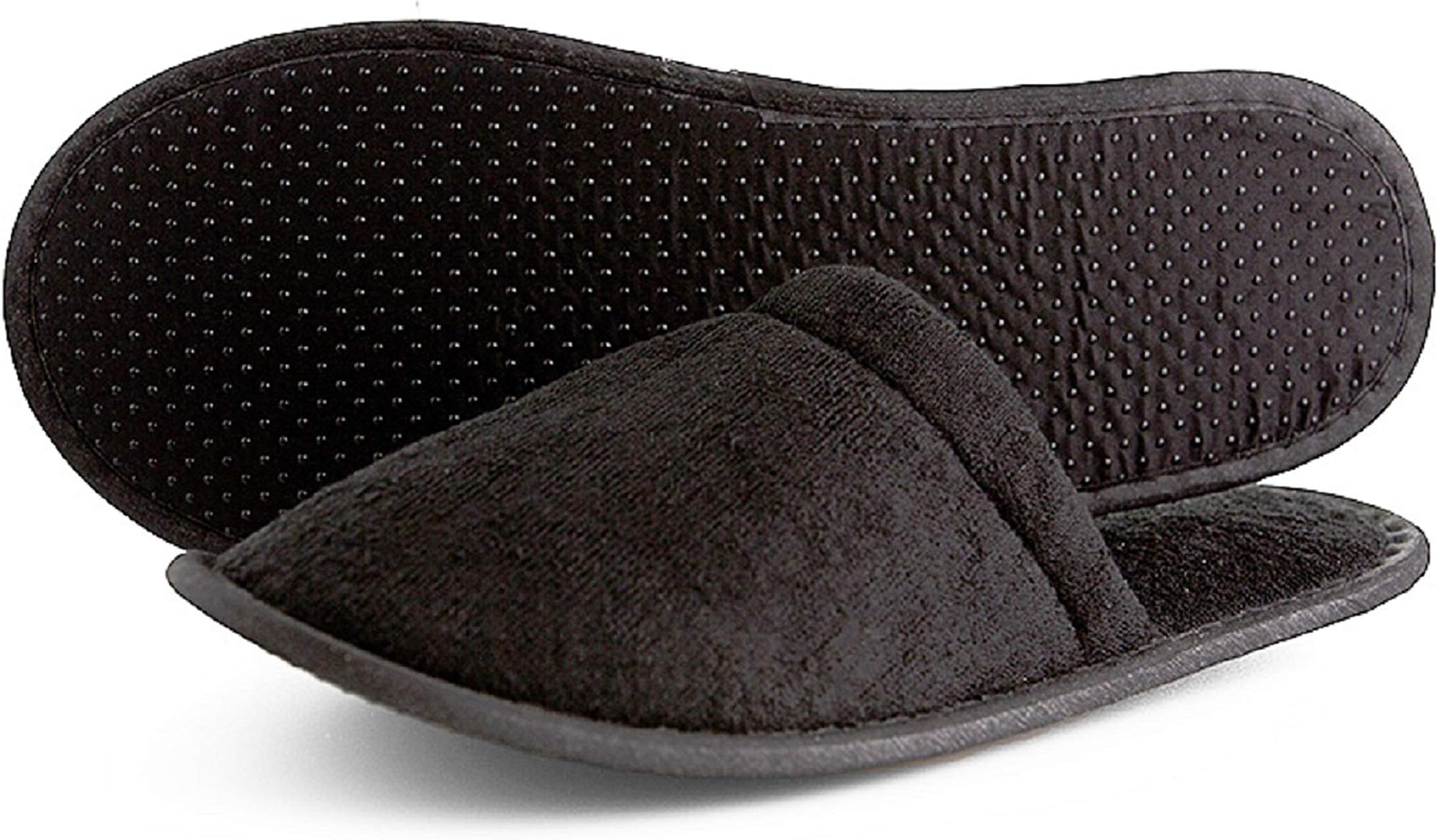 Spa Slippers | Black Terry Towel Hotel Quality Slippers