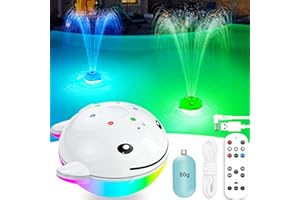 CHLORSTAR Pool Fountain with Remote, Dolphing Floating Pool Fountain with Lights, Above Ground Pool Water Fountains with Anchor, Swimming Pool Fountains for Inground Pool-1PC,White