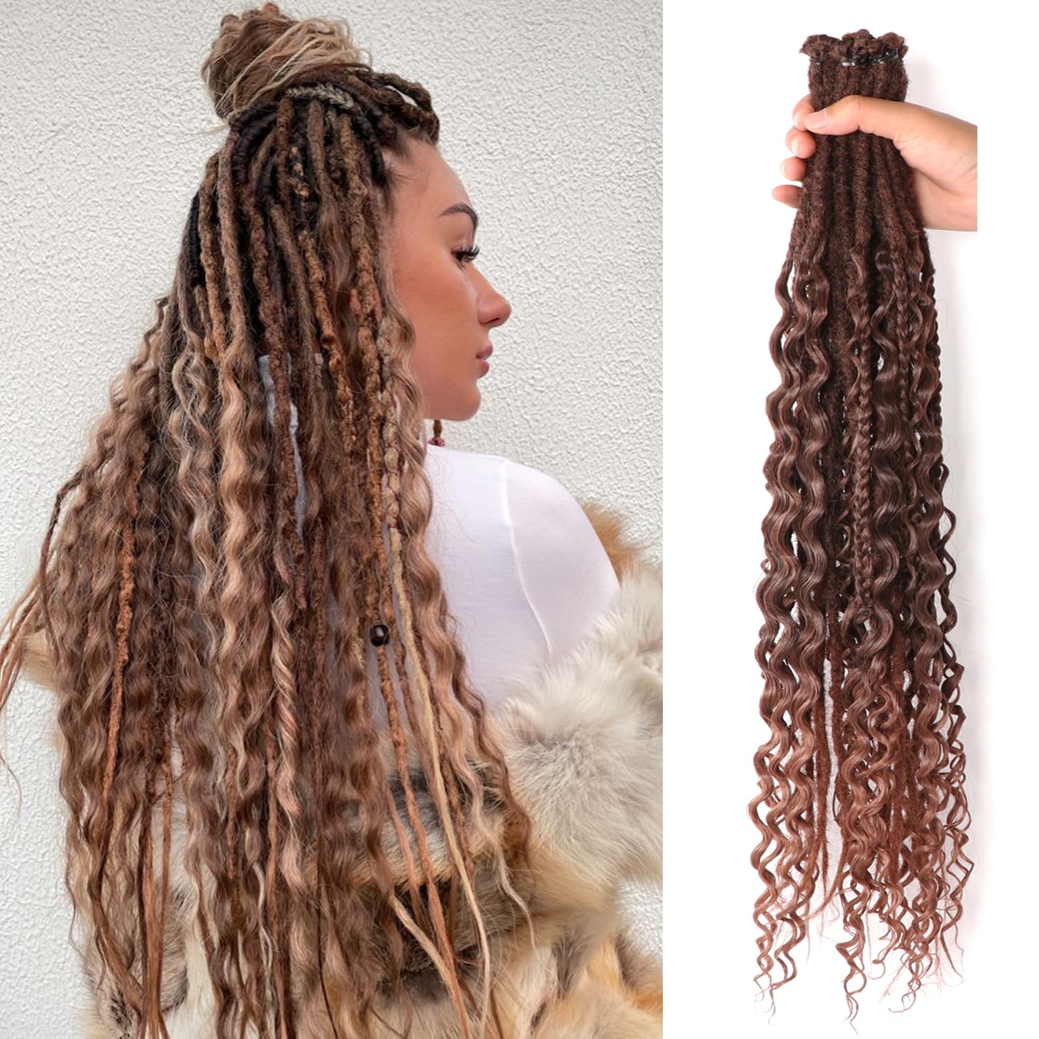 24 Inch Synthetic Dreadlock Extensions Hippie Single Ended Dreads 0.6 cm Width Loc Extensions Reggae Style Crochet Hair for Women (T1B/30, 3 Styles Mixed 24 Inch(6 Strands)) โ image 1