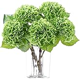 Coferset 5pcs Hydrangea Artificial Flowers Real Touch 20 inch Lifelike Hydrangea Flower for Home Wedding Office Party Living Room Decoration (Dark Green)