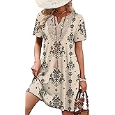WIHOLL Summer Dresses for Women Casual Tshirt Dress Wedding Guest Dresses Short Sleeve Fashion Beach Vacation Clothes