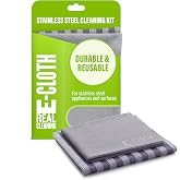 E-Cloth Stainless Steel Cleaning Cloth Pack - Wipes Clean with Water | Glass &amp; Polishing + Stainless Steel Cleaner Cloth for Appliances, Cars &amp; More, Reusable &amp; Washable Towels