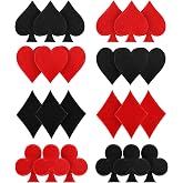 MTLEE 24 Pcs Halloween Iron on Heart Patches, Playing Card Costume | Poker Suit Appliques for Casino Theme Decor, Embroidered Patches, Sew or Heat Apply to Jeans Hats Bags Backpacks, DIY