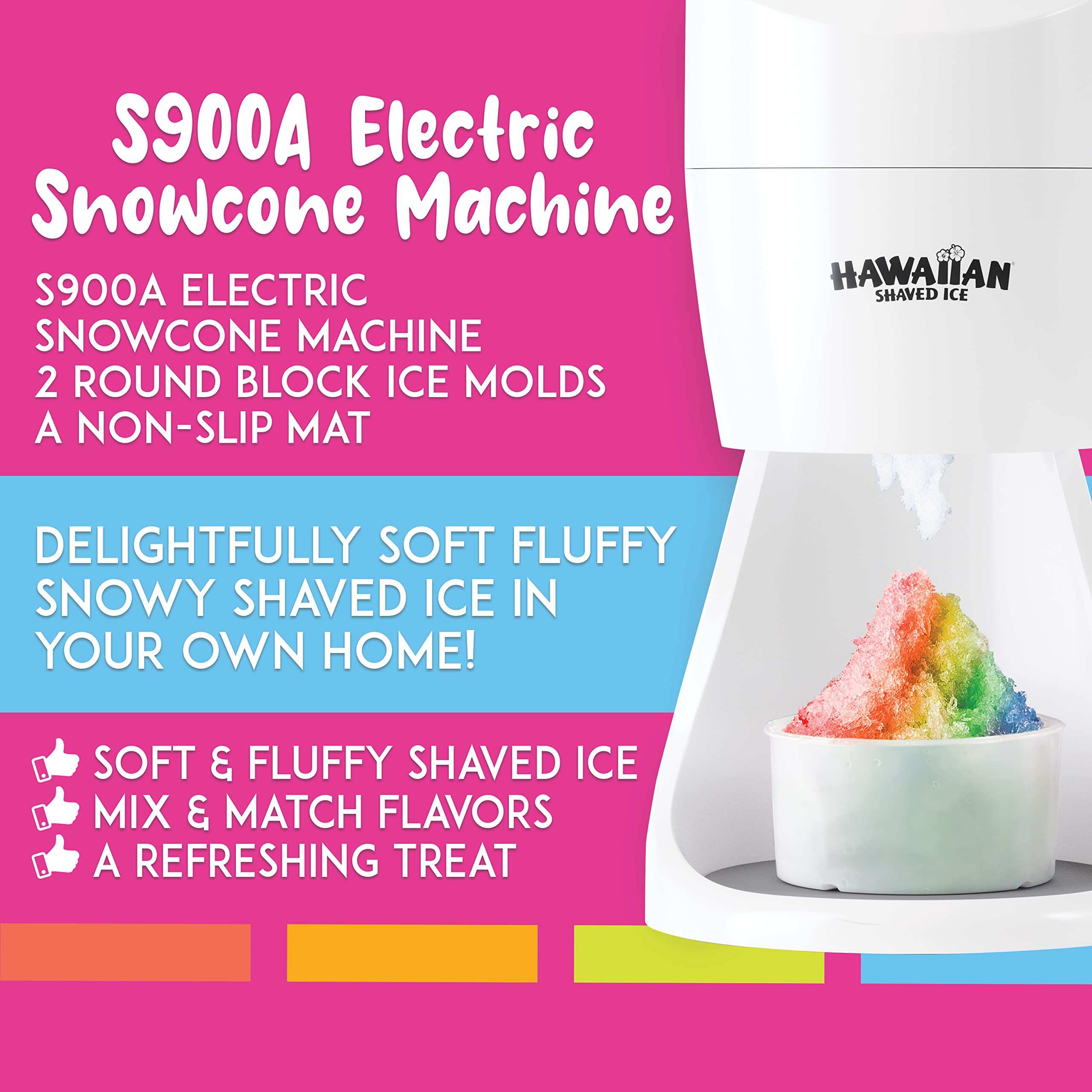 Hawaiian Shaved Ice S900A Snow Cone and Shaved Ice Machine with 2