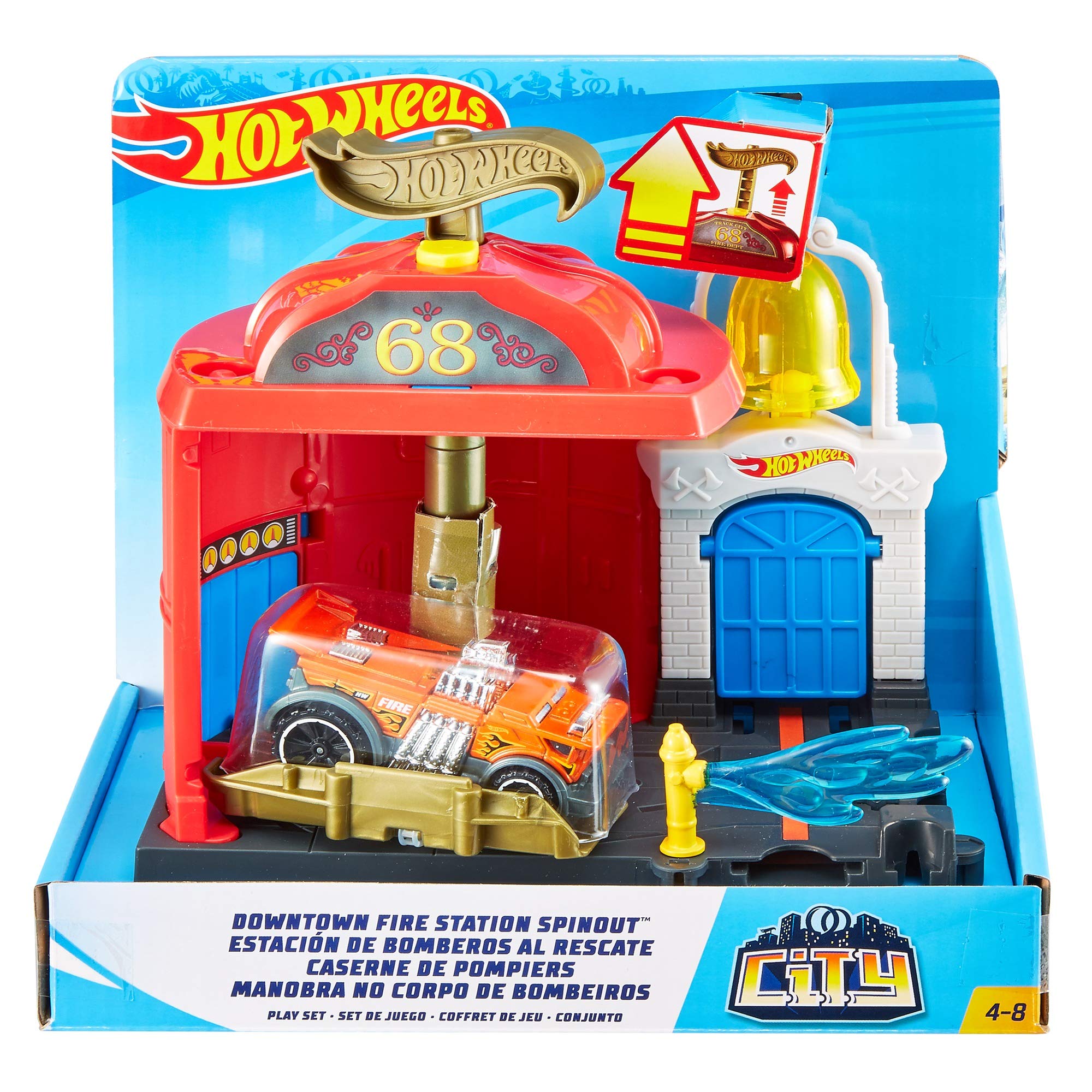 hot wheels city downtown fire station spinout playset