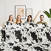 blunique Cow Print Blanket Ultra Soft Flannel Throw Blanket for Couch Bed, Cute Cozy Lightweight All-Season Fleece Blanket King, Gift for Women & Girls, 90×108 Inches Black & White