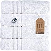 Hawmam Linen White Bath Towels 4 Pack 27 x 54 Inches 100% Turkish Cotton Soft Lightweight and Highly Absorbent Quick Drying Towels, Premium Quality Perfect for Daily Use