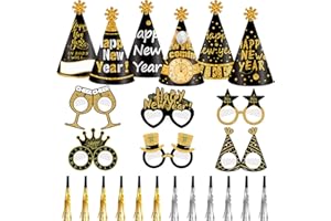 Openfly 24Pcs New Years Eve Party Supplies 2025 Happy New Years Party Hats New Year Glasses New Year Party Noise Makers