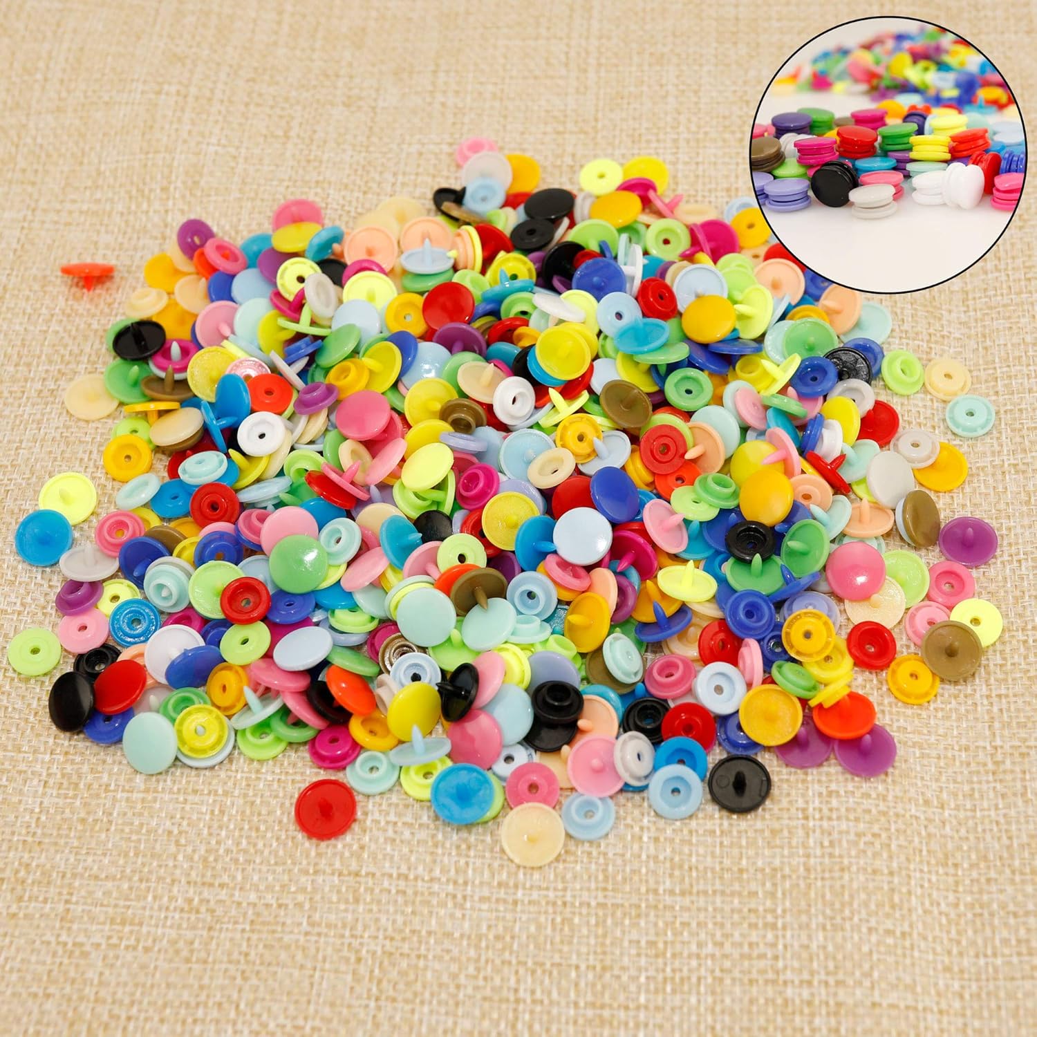 BESTNULE Snaps and Snap Pliers Set, 360 Sets 24 Colors T5 Plastic Buttons for Sewing and Crafting, Resin Snaps Hand Tool Snaps Fastener with Organizer Storage Containers