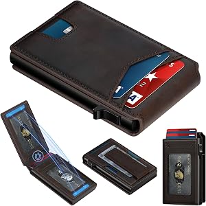 Genuine Leather Wallet for Men: Smart Pop Up Wallets Magnetic Money Clip | Full Grain Rfid Slim Minimalist Card Holder - Smal