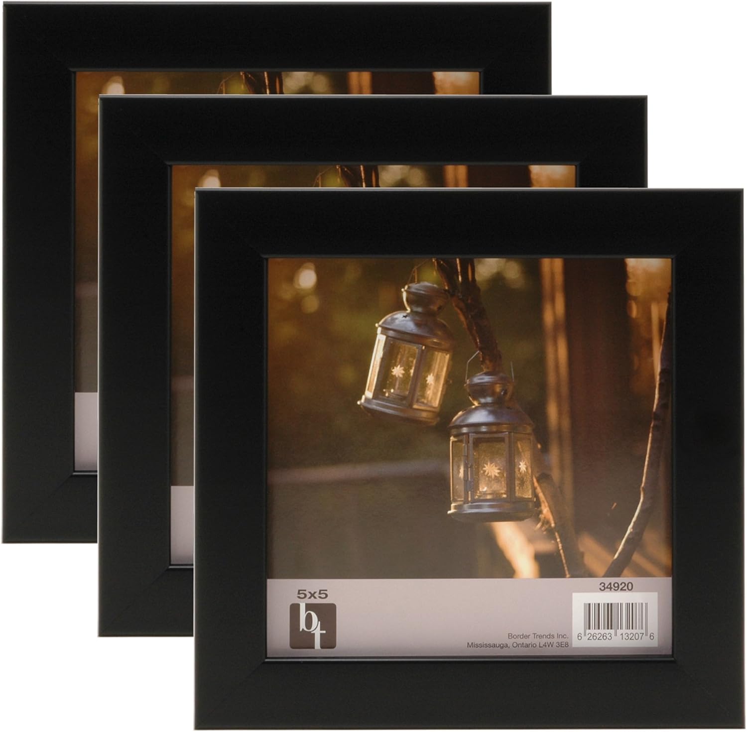 BorderTrends Echo 5x5Inch Square Photo Frame, Matte Black