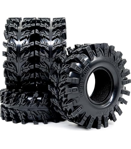 HOBBYSOUL – Lot De 4 Pneus 1.0 58 Mm Super Souples – Pour RC Crawler 1/24 SCX24 / 1/18 TRX4M – Adhérence Max
