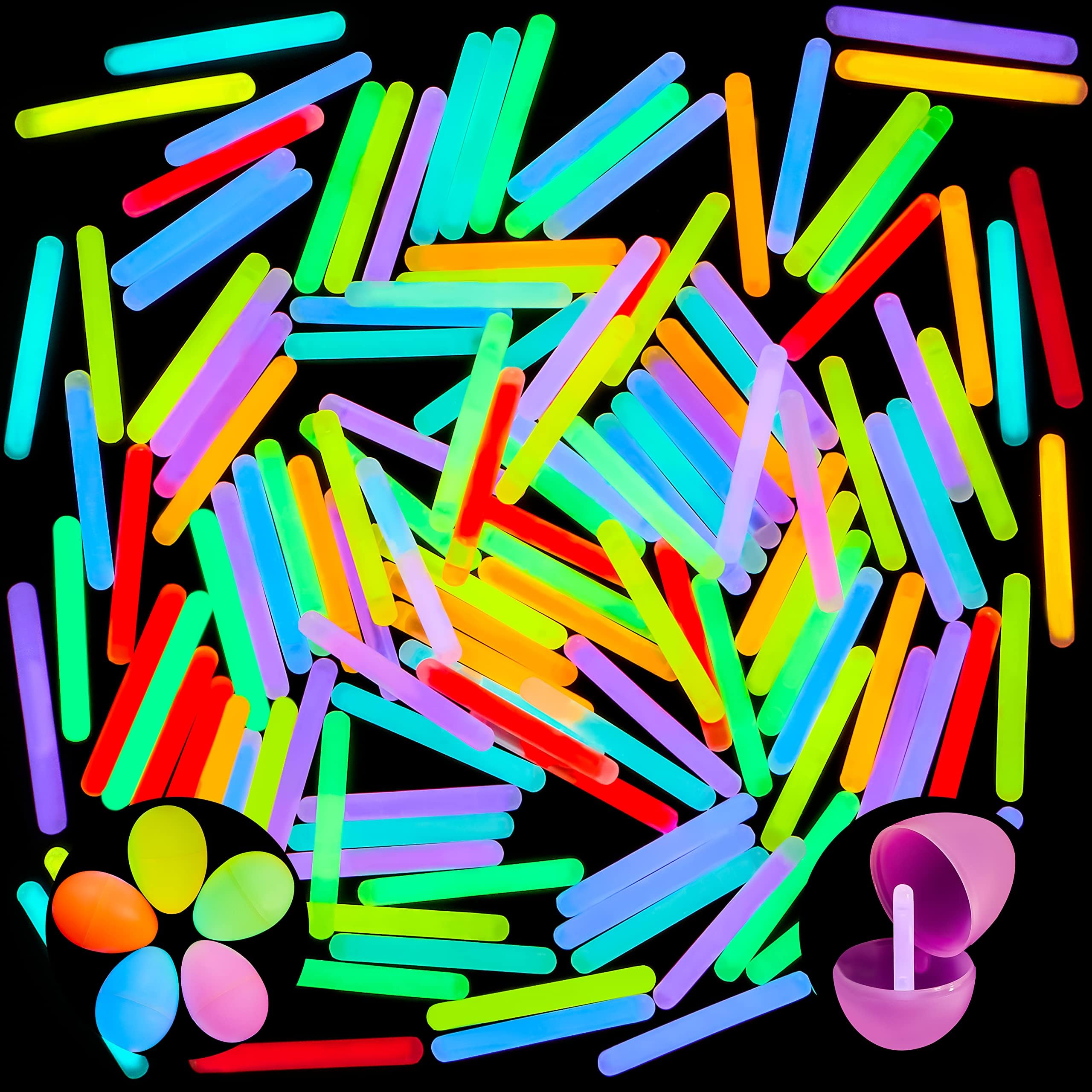 JOYIN 200 Mini Glow Sticks(1.7"), 8 Colors, Small Glow in The Dark for Easter Eggs Party Favors,Easter Basket Stuffer Party Pack, Weddings Classroom Decorations Prizes
