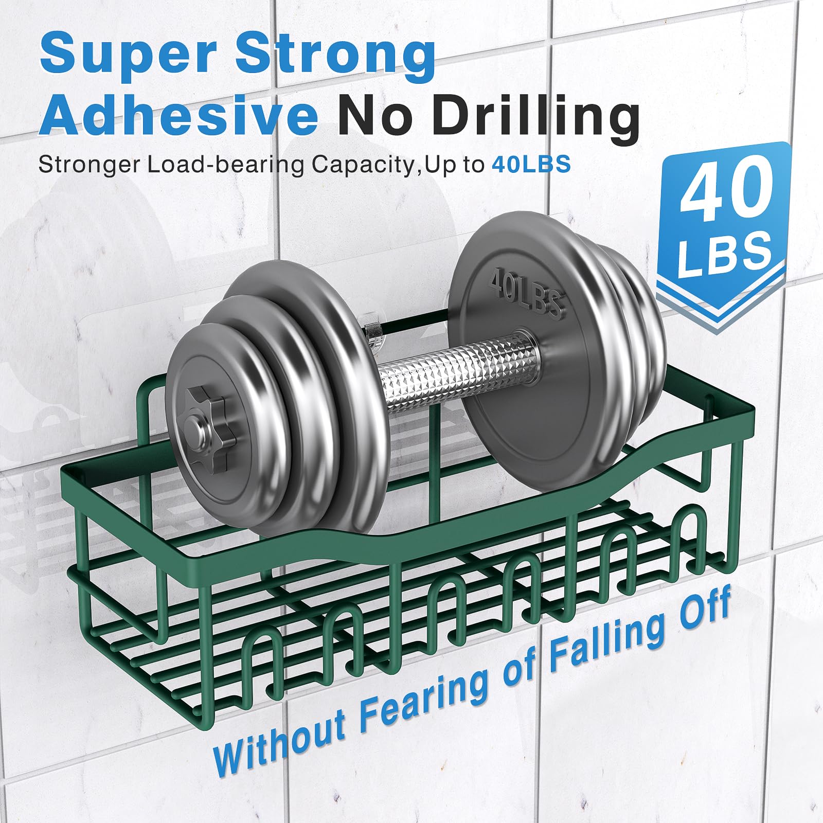 EUDELE 5-Pack Rustproof Stainless Steel Shower Caddy – No Drill Adhesive Bathroom Organizer with Large Capacity, Spacious Shower Shelves for Inside Shower, Kitchen & Home Decor Storage-XL Size