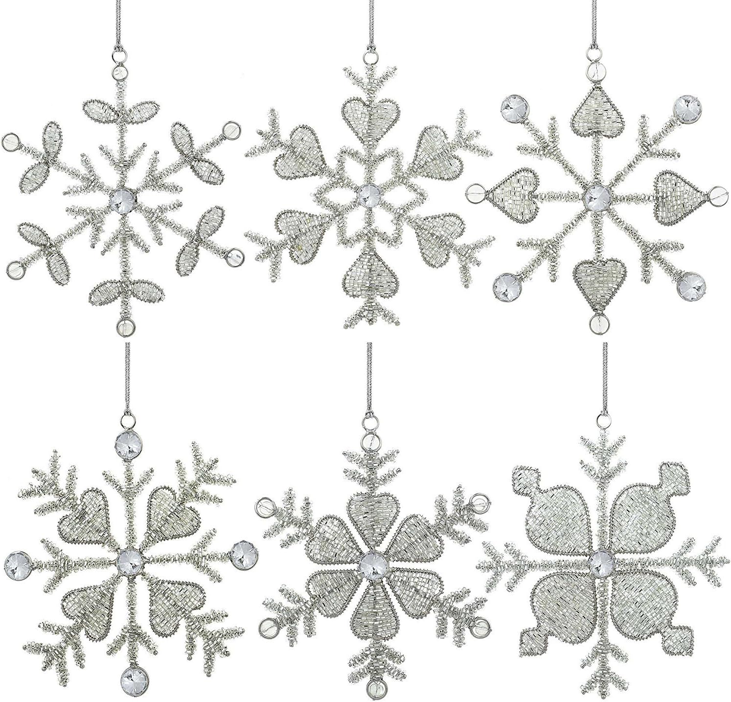 ShalinIndia Christmas Ornaments Snowflake Decor Party Anniversary 15 cm Set of 6