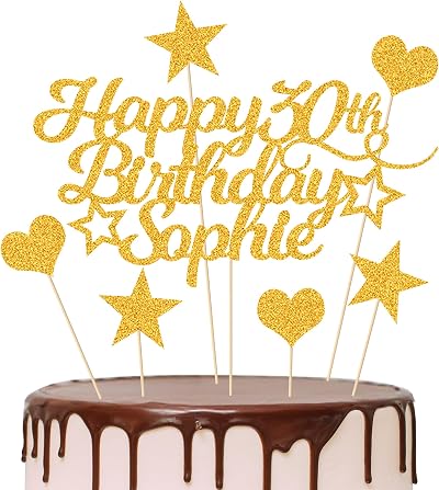 EDS G Personalised Happy Birthday Cake Topper Glitter Card 160x108mm