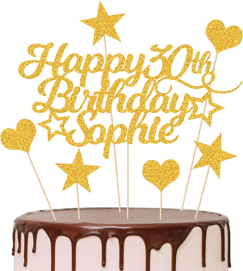 EDS G Personalised Happy Birthday Cake Topper Glitter Card 160x108mm