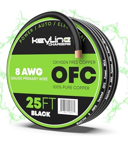Amazon.com: 8 Gauge Amp Wire - 25ft Black | Best Used for Battery