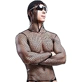 GENEMEN Mens Fishnet Hoodie Mesh Shirt See Through Undershirt Sexy Net Top Long Sleeve Muscle Shirts