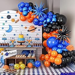 Black Orange Blue Balloon Arch Kit,Royal Blue Black