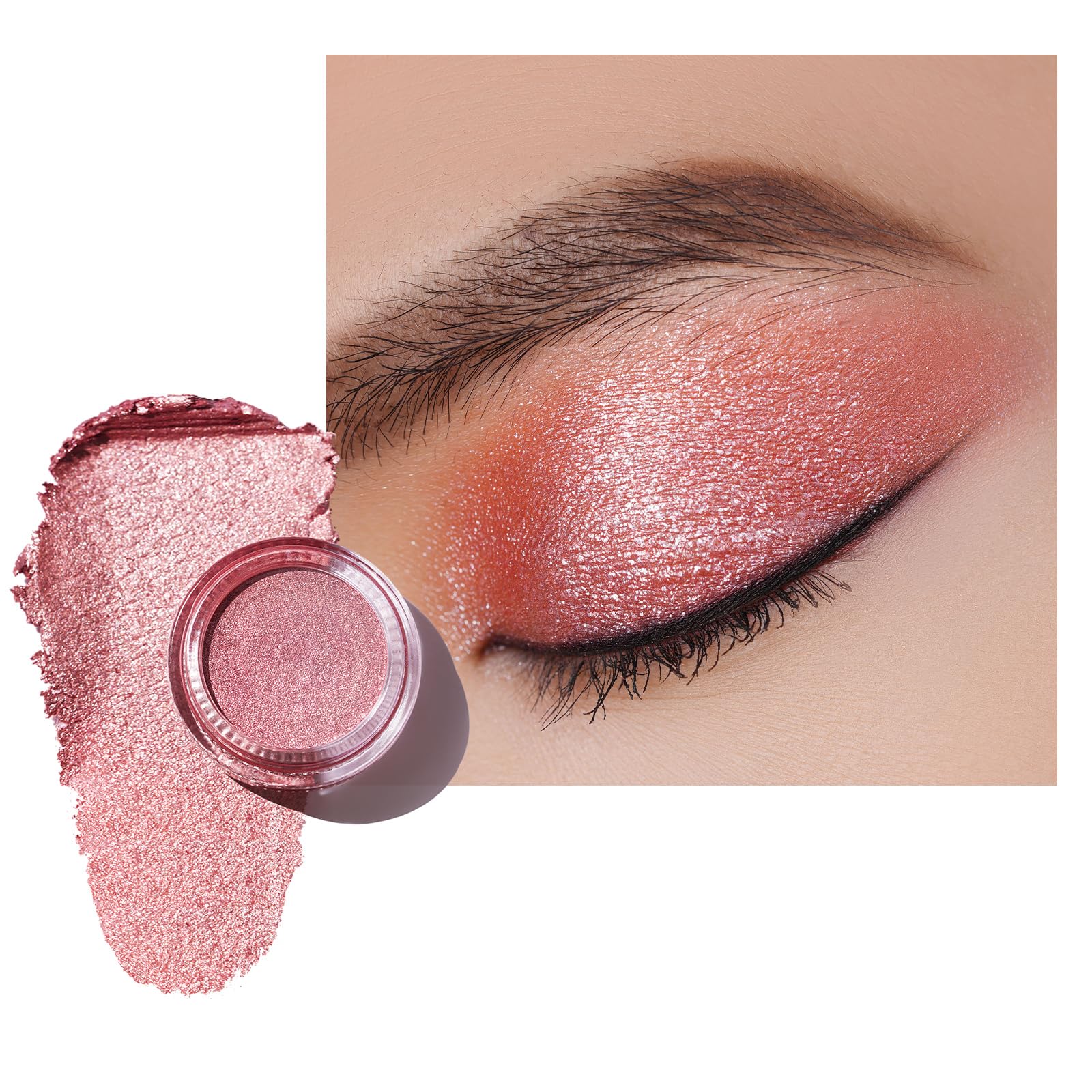 Oulac Glitter Eyeshadow Metallic Finish - High Impact Pink Eyeshadow with Waterproof Formula | Up to 12 Hours Wear | Creates Eye-Catching Eye Make-up, Vegan, 06g, (18) Pink Energy