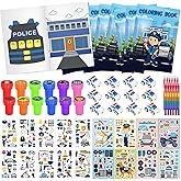 Cinrobiye 72 PCS Police Coloring Books Party Favors Set Policemen Party Favors Goodie Bag Fillers Police Birthday Party Supplies DIY Stickers Temporary Tattoos Prizes Crafts for Home Classroom