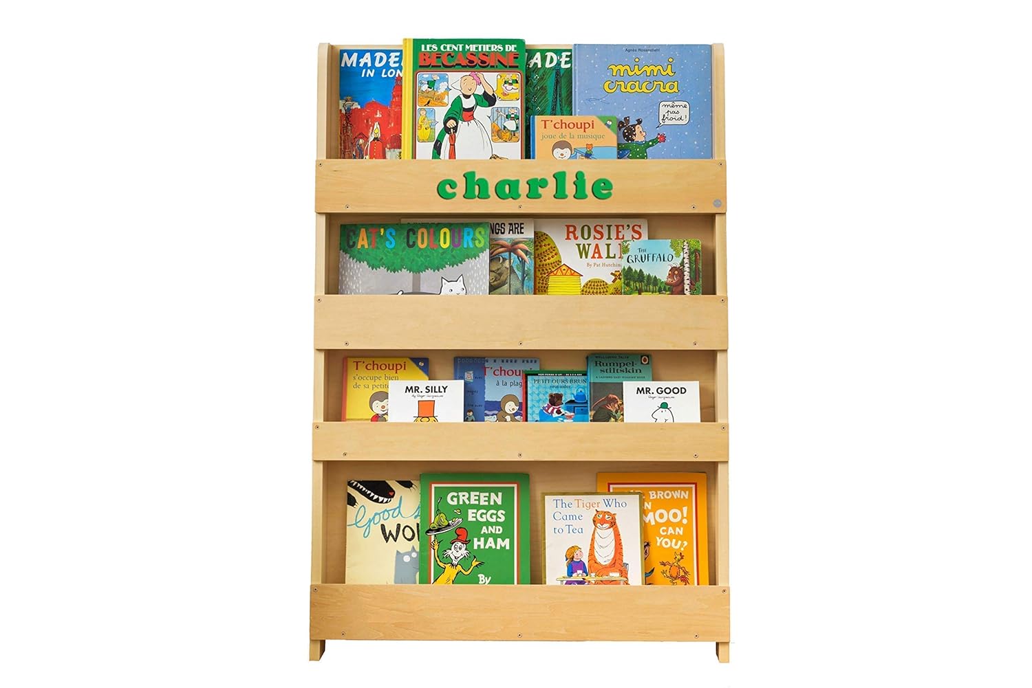 Tidy Books® Personalised Kids Bookshelf, Wooden Wall Bookcase (Age 010