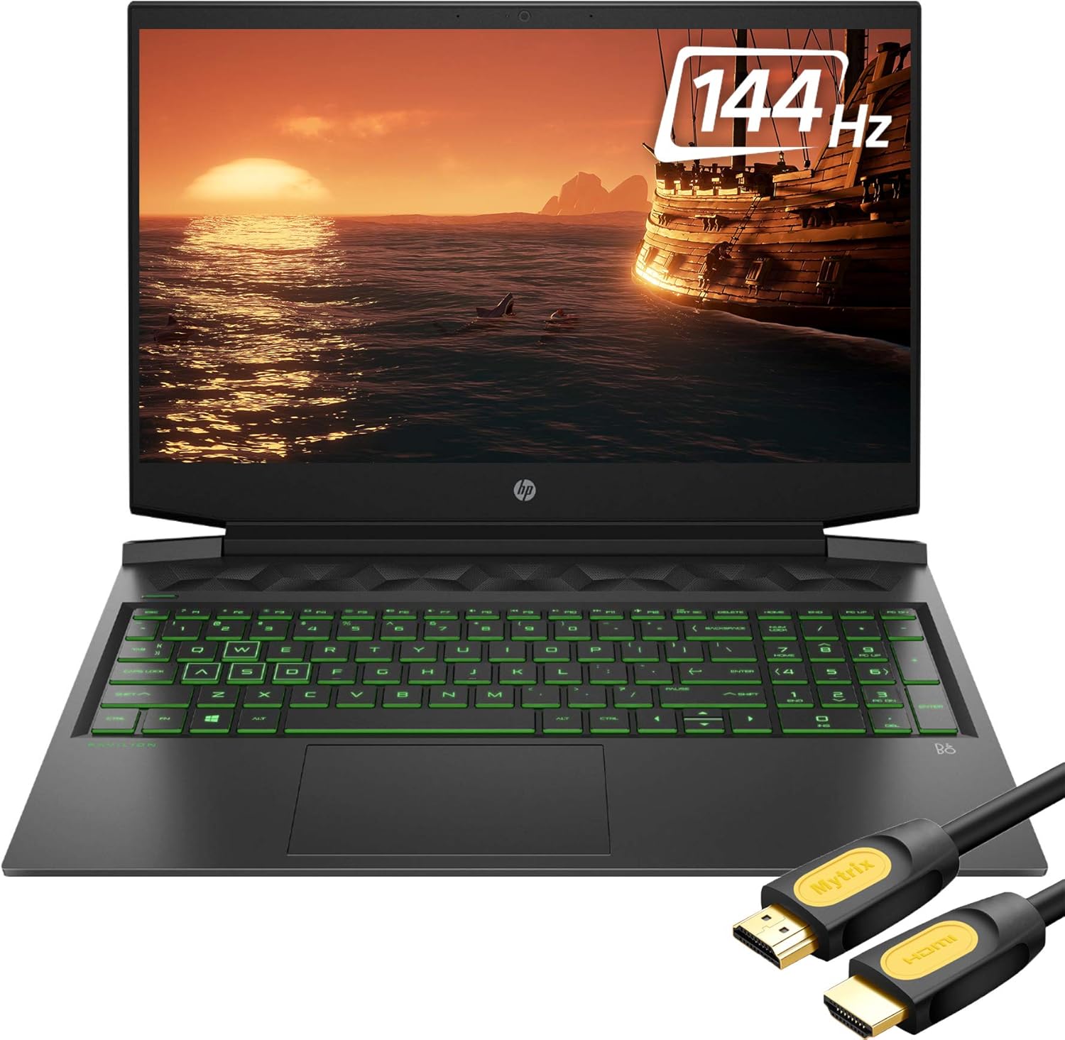 HP Pavilion VR Ready 144 Hz Gaming Laptop, 16.1" FHD IPS, i5-10300H 4-Core up to 4.50 GHz, GTX 1660Ti, 32GB RAM, 512GB SSD+2TB SSHD, DP 1.4/HDMI 2.0, RJ-45, Backlit, Mytrix HDMI Cable, Win 10